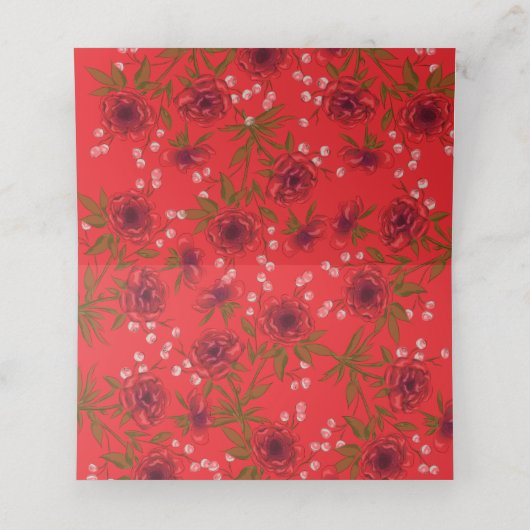 Red Rose Romantic Wedding Plaatskaartje (Binnenkant ongevouwen)