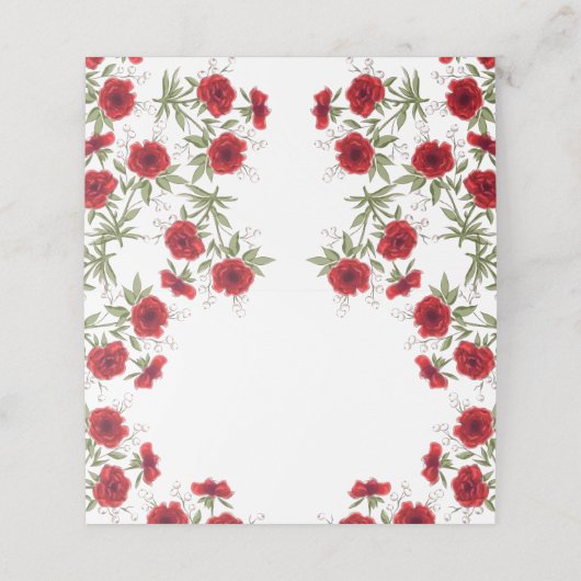 Red Rose Romantic Wedding Plaatskaartje (Buitenkant ongevouwen)