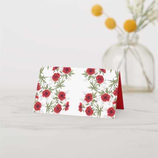 Red Rose Romantic Wedding Plaatskaartje (Achterkant)