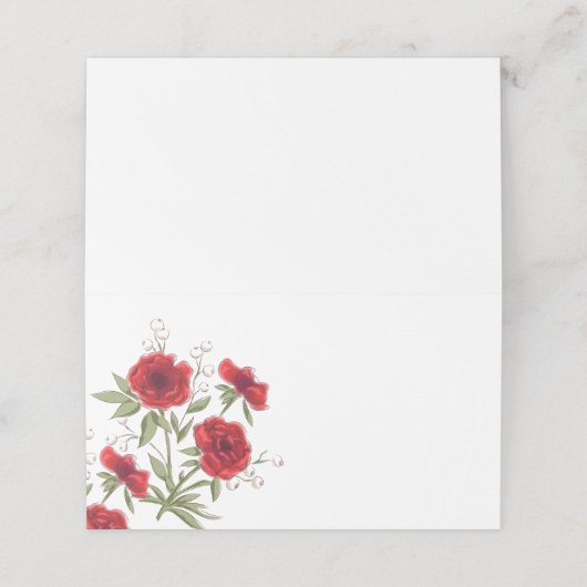 Red Rose Romantic Wedding Plaatskaartje (Buitenkant ongevouwen)