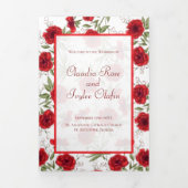 Red Rose Romantic Wedding Programs Drieluik Programma (Cover)