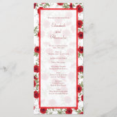 Red Rose Romantic Wedding Programs Menu (Voorkant)