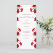 Red Rose Romantic Wedding Programs Menu (Staand voorkant)