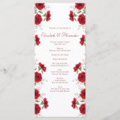 Red Rose Romantic Wedding Programs Menu (Voorkant)