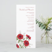 Red Rose Romantic Wedding Programs Menu (Staand voorkant)