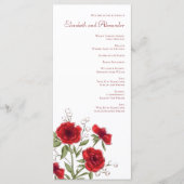 Red Rose Romantic Wedding Programs Menu (Voorkant)