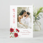 Red Rose Romantic Wedding Save the Date Kaart (Staand voorkant)