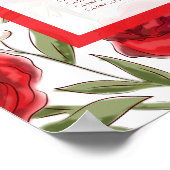 Red Rose Romantic Wedding Seating Chart Poster (Hoek)