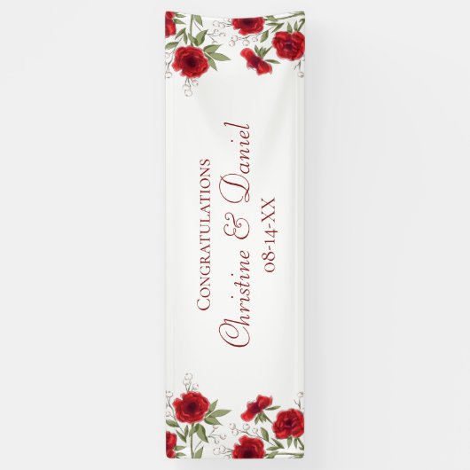 Red Rose Romantic Wedding Spandoek (Verticaal)