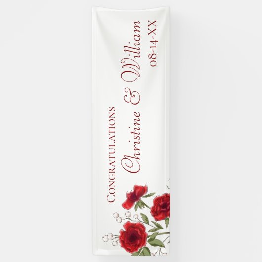 Red Rose Romantic Wedding Spandoek (Verticaal)