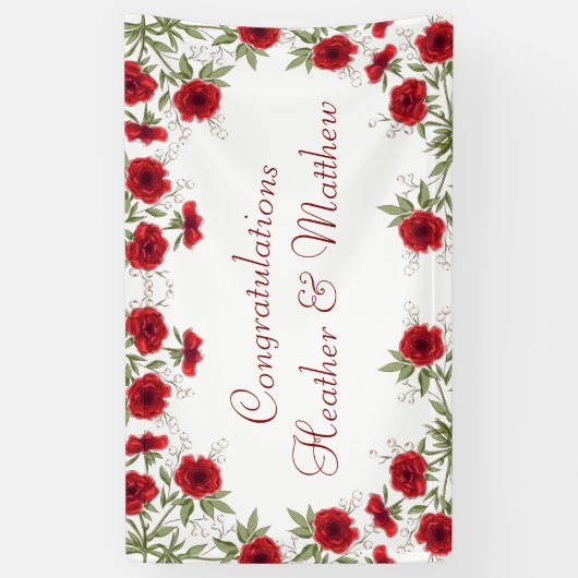 Red Rose Romantic Wedding Spandoek (Verticaal)