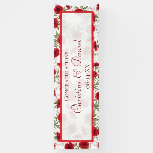 Red Rose Romantic Wedding Spandoek (Verticaal)