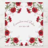 Red Rose Romantic Wedding Wijn Etiket (Enkel label)