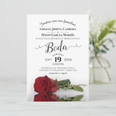 Red Rose Romantisch Spaans Taal Boda Bruiloft Kaart (Staand voorkant)