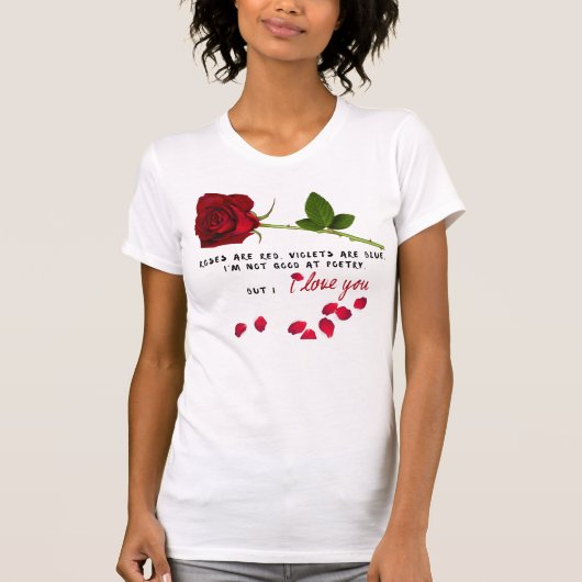 Red Rose Romantische Liefde Valentijnsdag T-shirt (Voorkant)