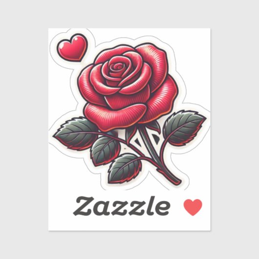 Red Rose Romantische liefdesbrief Sticker (Vel)