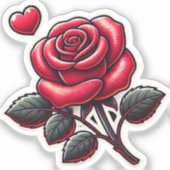 Red Rose Romantische liefdesbrief Sticker (Voorkant)