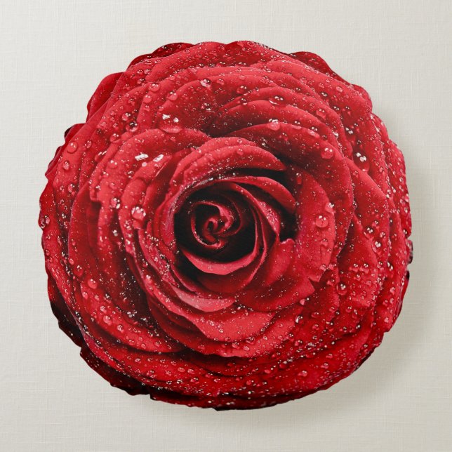 Red Rose Rond Kussen (Voorkant)