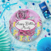 Red Rose Roses Pink flower Birthday Womens Papieren Bordje (Feest)