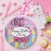 Red Rose Roses Pink flower Birthday Womens Papieren Bordje (Feest)