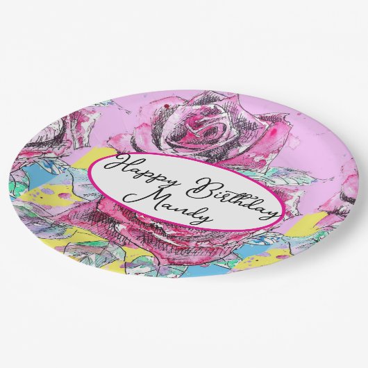 Red Rose Roses Pink flower Birthday Womens Papieren Bordje (Gekanteld)