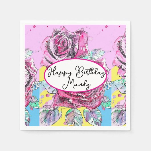 Red Rose Roses Pink flower Birthday Womens Servet (Voorkant)