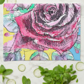 Red Rose Roses Watercolour Floral Flowers Flower Theedoek (Gevouwen)