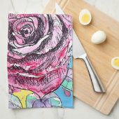 Red Rose Roses Watercolour Floral Flowers Flower Theedoek (Quarter Fold)