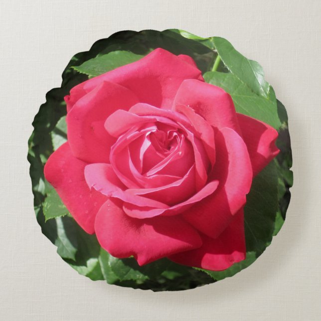 Red Rose Round Pillow Rond Kussen (Voorkant)