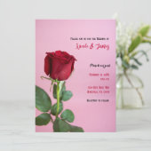 Red Rose roze Romantic Elegant Minimal Wedding Kaart (Staand voorkant)