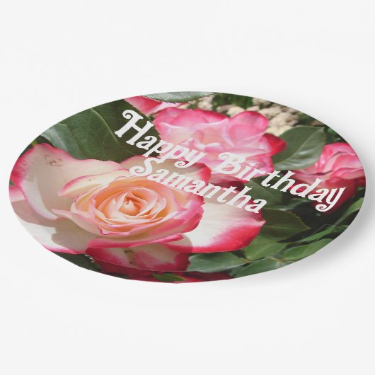 Red Rose Rozen bloemenfoto Womens Verjaardagsfeest Papieren Bordje (Gekanteld)