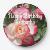 Red Rose Rozen bloemenfoto Womens Verjaardagsfeest Papieren Bordje (Voorkant)