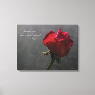 Red Rose, Rumi quote, 24" x 18" - MEDIUM Canvas Afdruk