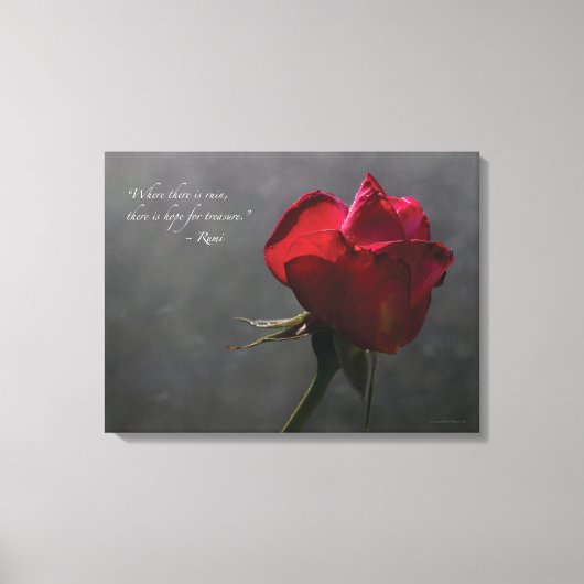 Red Rose, Rumi quote, 24" x 18" - MEDIUM Canvas Afdruk (Voorkant)