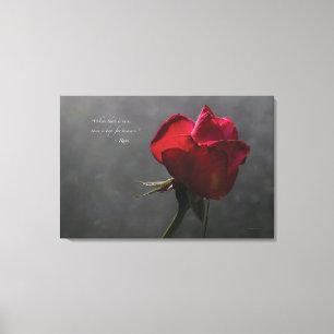Red Rose, Rumi quote, 36" x 24" - GROOT Canvas Afdruk