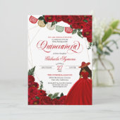 Red Rose Rustic Elegant Western Charra Quinceañera Kaart (Staand voorkant)