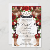 Red Rose Rustic Western Floral Boots Vrijgezellenf Kaart (Voorkant)