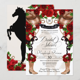 Red Rose Rustic Western Floral Boots Vrijgezellenf Kaart