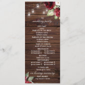 Red Rose Rustic Wood Wedding Programs Programmakaart (Achterkant)