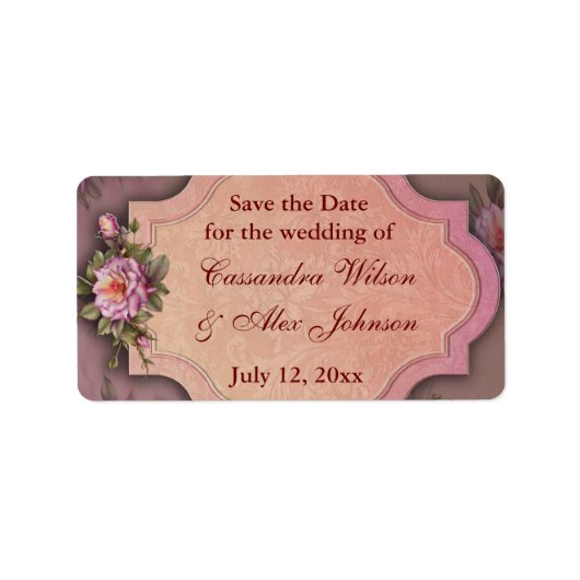Red Rose Save The Date Bruiloft Adresetiketten Etiket (Voorkant)