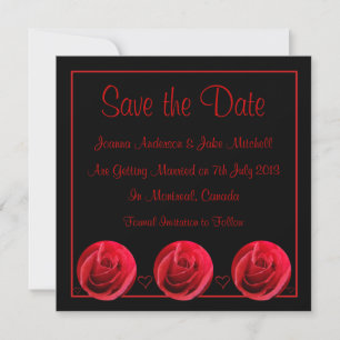 Red Rose Save the Date Invitation Kaart