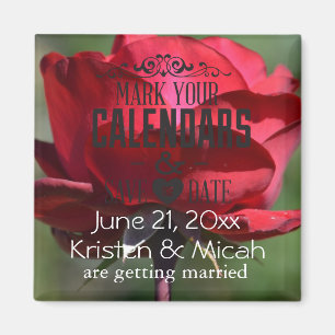 Red Rose Save the Date Magneet