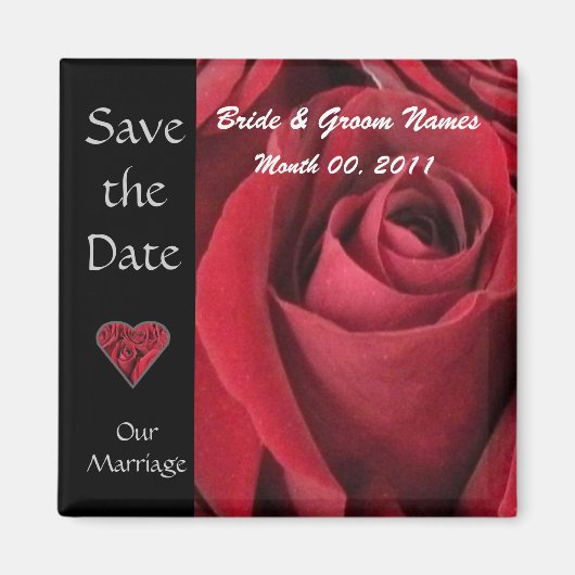 Red Rose Save The Date Magnet (Voorkant)