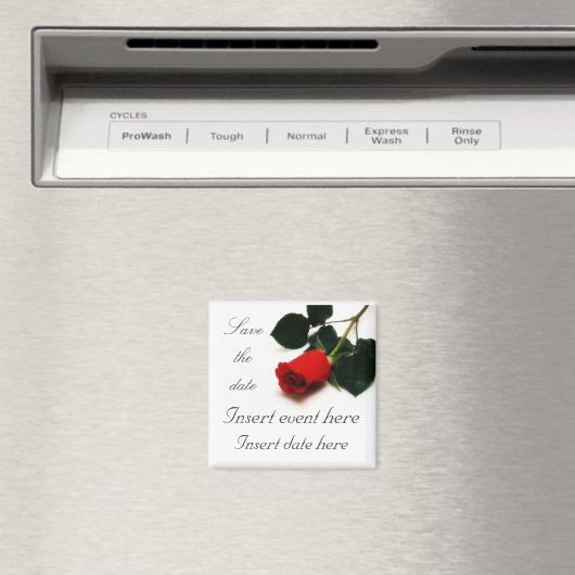Red Rose Save the date Magnet Sjabloon (Insitu (Vaatwasser))