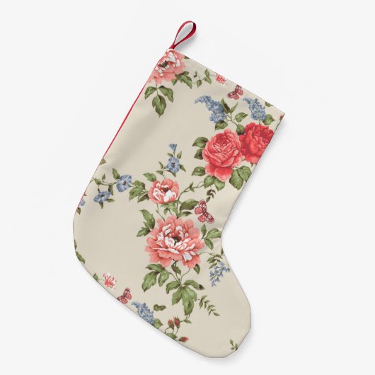 RED ROSE SEAMLESS PATTERN WITH BLUE BELLSpattern,f Kleine Kerstsok (Voorkant (Hangend))