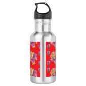 Red Rose Shabby Chic Roos Pattern Initiaal 7 Waterfles (Achterkant)