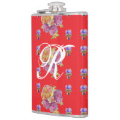 Red Rose Shabby Chic Roos Pattern Initiaal Heupfles (Links)