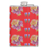 Red Rose Shabby Chic Roos Pattern Initiaal Heupfles (Achterkant)