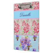 Red Rose Shabby Chic Waterverf Rozen Pink Blue Klembord (Links)