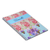 Red Rose Shabby Chic Waterverf Rozen Pink Blue Notitieboek (Rechterzijde)